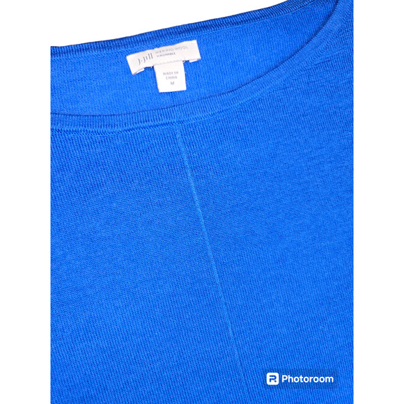 J. Jill Blue merino wool sweater 3/4 Sleeve Size Medium - Picture 2 of 3